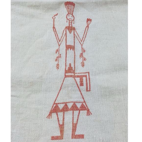 Southwest Native American Tea Towel Kachina Hand Culture Chief Leaves Fire Blue - Picture 3 of 8